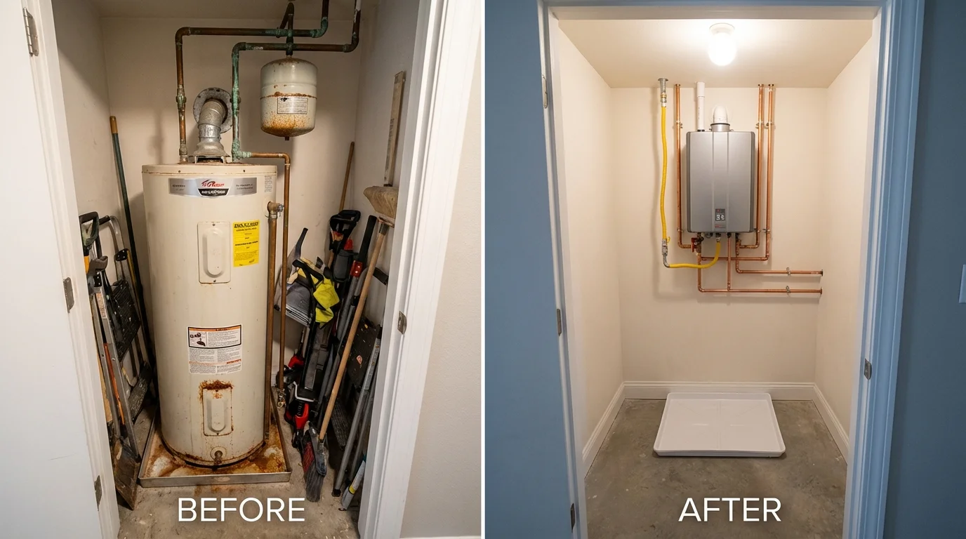 Tank water heater versus wall-mounted tankless unit comparison for Bayside, NY homeowners